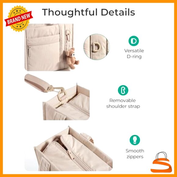 Small Quilted Tote Bag with Detachable Crossbody Strap, 14L Capacity - Picture 6 of 7